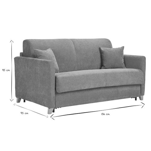 Canapé Convertible 2-3 Places En Tissu Effet Velours Terre Brûlée Et Bois Clair Skandy