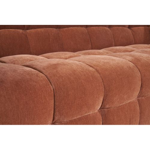 Canapé Design 3 Places Et Repose-pieds En Tissu Effet Velours Terre Brûlée Corto