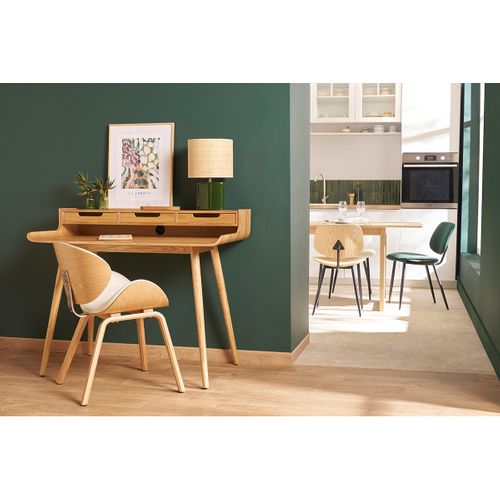 Chaise Design Blanche Et Bois Foncé Noyer Walnut