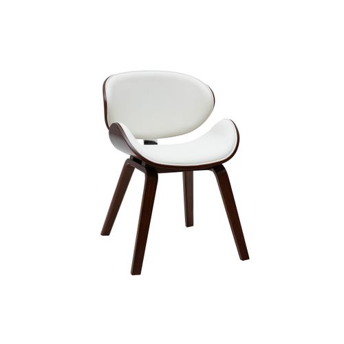 Chaise Design Blanche Et Bois Foncé Noyer Walnut