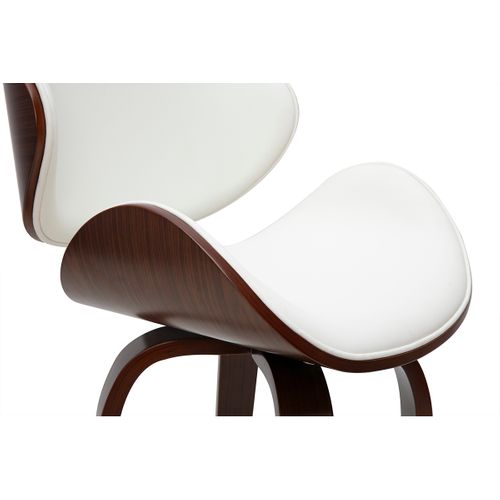 Tabouret De Bar Pivotant Blanc Et Bois Foncé 65 Cm Walnut