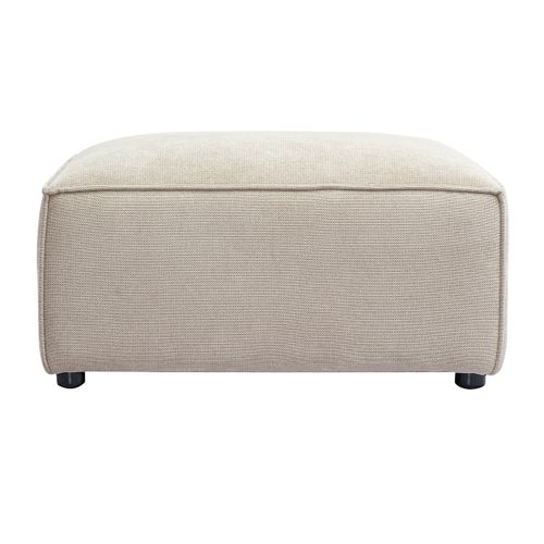 Pouf Repose Pieds En Tissu Chenille Beige Split