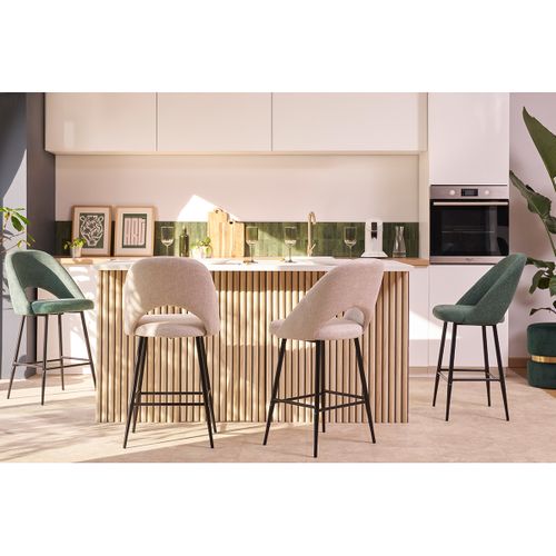 Tabourets De Bar En Tissu Effet Velours Texturé Bleu Foncé H65 Cm (lot De 2) Cosette