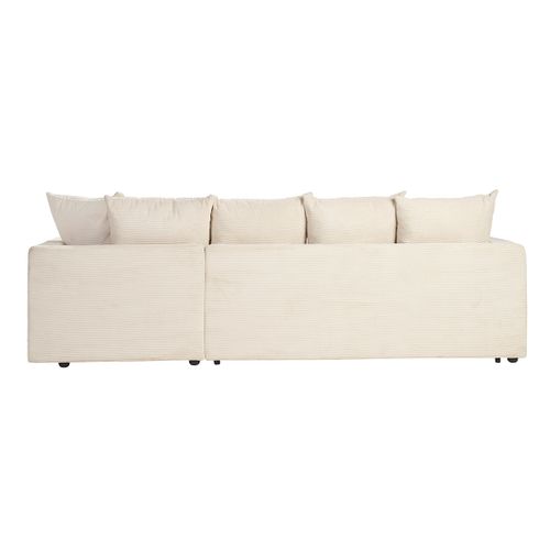 Canapé D'angle Droit Convertible 4 Places En Tissu Velours Côtelé Beige Avec Matelas 13 Cm Bacio