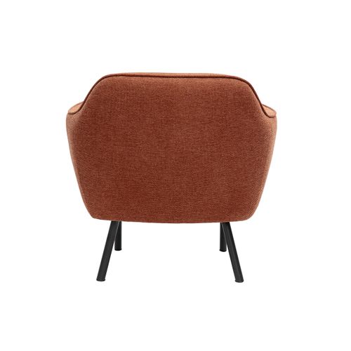 Fauteuil Design En Tissu Effet Velours Texturé Terre Brûlée Et Métal Noir Laurens