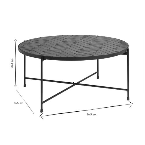 Table Basse Ronde En Céramique Vert Foncé Et Métal Noir D80.5 Cm Kotta