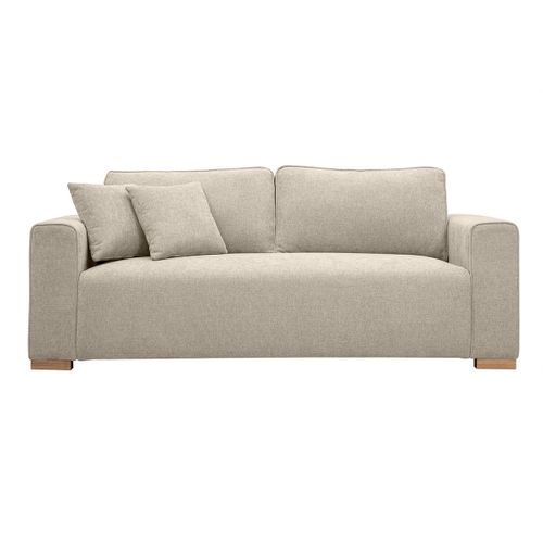 Canapé Design 3 Places En Tissu Effet Velours Texturé Beige Pepper