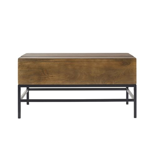 Table Basse Relevable Industrielle Bois Manguier Massif Teinté Et Métal Noir L90 Cm Ypster