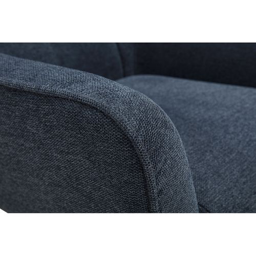 Fauteuil Scandinave Pivotant En Tissu Effet Velours Texturé Bleu Foncé Et Métal Avery
