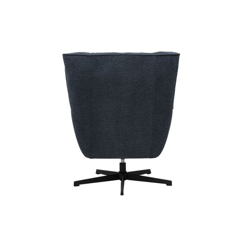 Fauteuil Scandinave Pivotant En Tissu Effet Velours Texturé Bleu Foncé Et Métal Avery