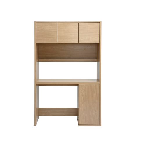 Bureau Bibliothèque Avec Rangements Finition Bois Clair Chêne L115 Cm Wissem