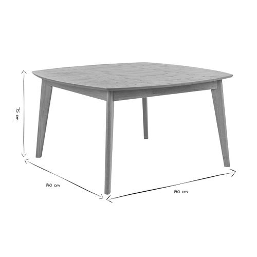 Table à Manger Carrée Scandinave Bois Clair Chêne L140 Cm Leena