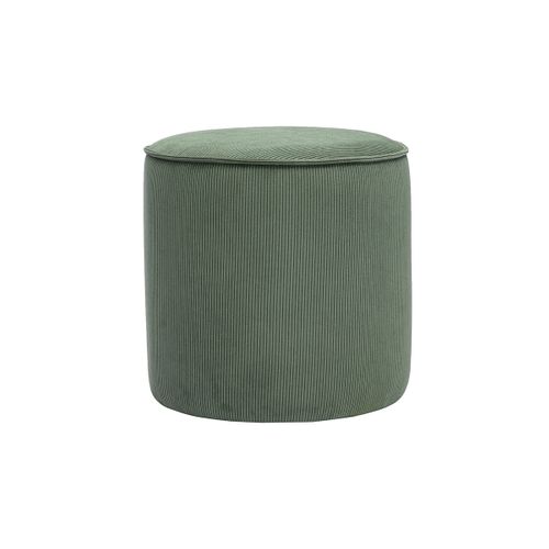 Pouf Rond En Velours Côtelé Vert Kaki D40 Cm Paul