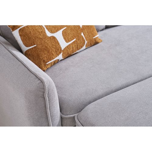 Canapé D'angle Convertible Réversible Avec Coffre 3 Places En Tissu Chenille Gris Et Bois Clair Orso
