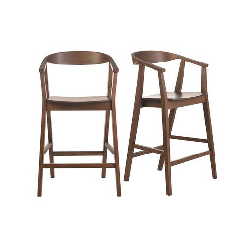 Tabourets De Bar Scandinaves En Bois Foncé (lot De 2) Bahia