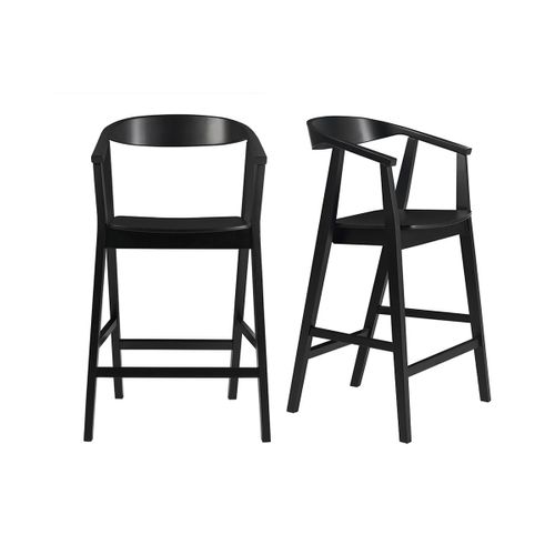 Tabourets De Bar Scandinaves En Bois Noir (lot De 2) Bahia