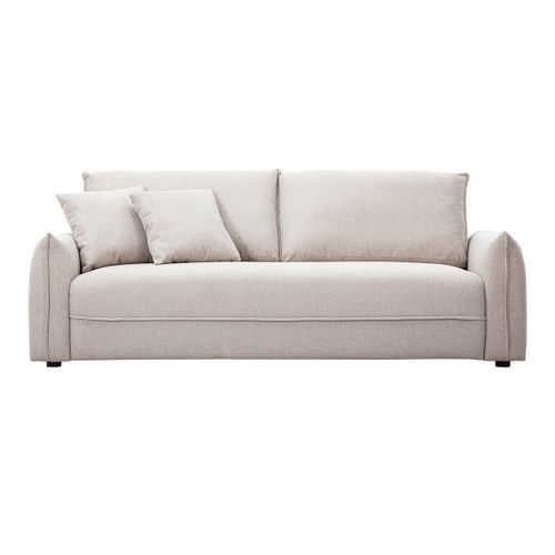 Canapé 3 Places En Tissu Effet Velours Texturé Beige Pio