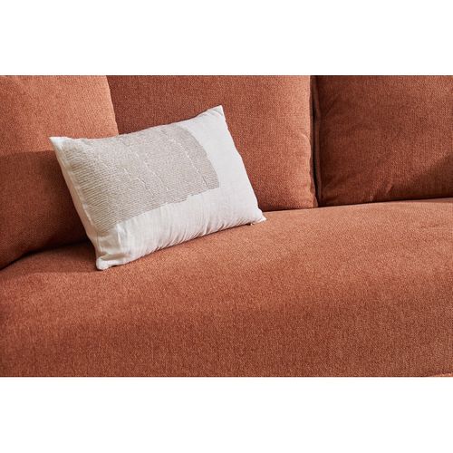 Canapé 3 Places En Tissu Effet Velours Texturé Terre Brûlée Pio