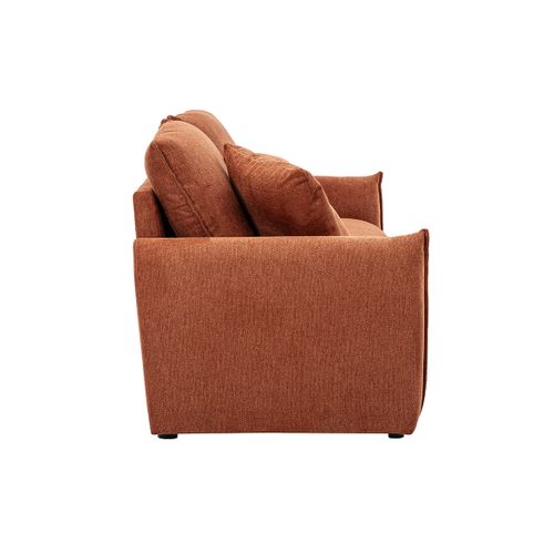 Canapé 3 Places En Tissu Effet Velours Texturé Terre Brûlée Pio