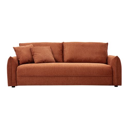 Canapé 3 Places En Tissu Effet Velours Texturé Terre Brûlée Pio