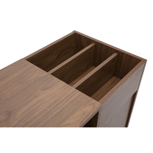 Buffet De Rangement Vinyles En Bois Foncé Finiton Noyer Et Métal Noir L90 Cm Kane