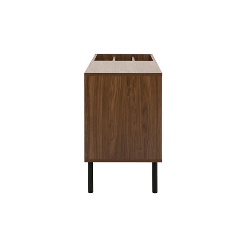 Buffet De Rangement Vinyles En Bois Foncé Finiton Noyer Et Métal Noir L90 Cm Kane