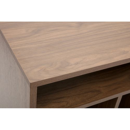 Buffet De Rangement Vinyles En Bois Foncé Finiton Noyer Et Métal Noir L90 Cm Kane