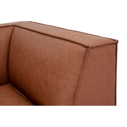 Canapé D'angle Modulable Vintage 5 Places Et Pouf En Cuir Marron Split
