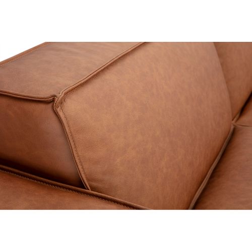 Canapé D'angle Modulable Vintage 5 Places En Cuir Marron Split