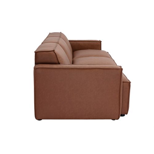 Canapé Modulable Vintage 4 Places En Cuir Marron Split