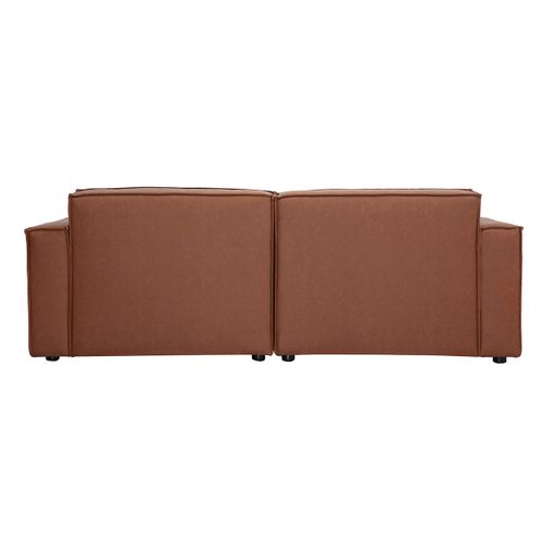 Canapé Modulable Vintage 3 Places En Cuir Marron Split