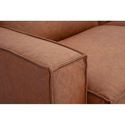 Canapé Modulable Vintage 3 Places En Cuir Marron Split