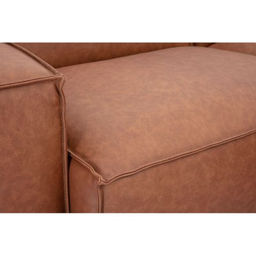 Canapé D'angle Modulable Vintage 3 Places En Cuir Marron Split