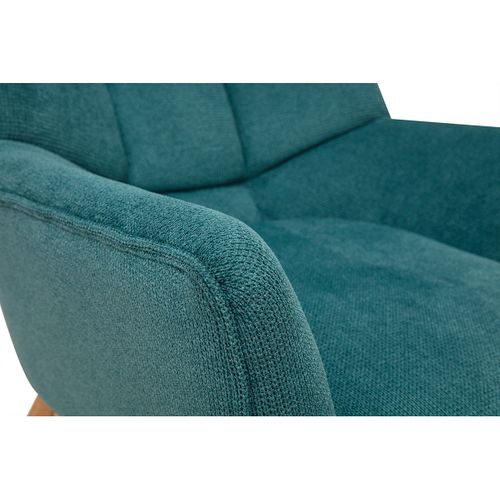 Fauteuil Scandinave En Tissu Chenille Bleu Canard Et Bois Clair Brody