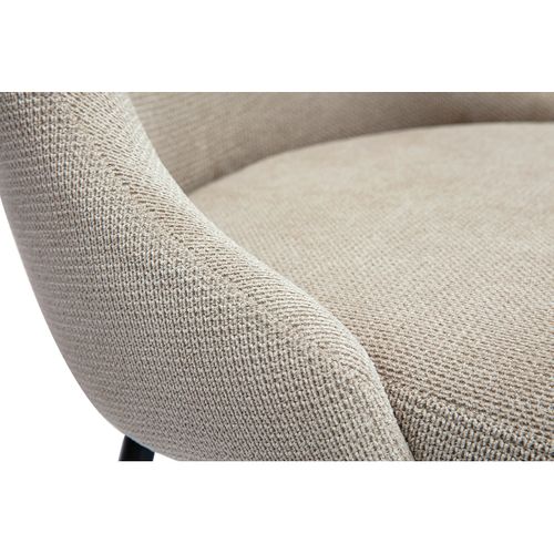 Chaises En Tissu Chenille Beige Et Métal Noir (lot De 2) Hasta