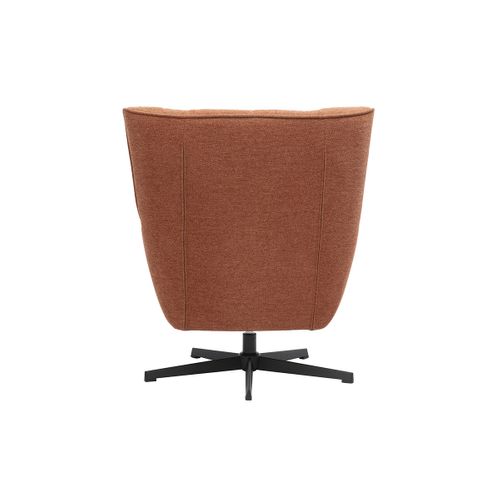 Fauteuil Scandinave Pivotant En Tissu Effet Velours Texturé Terre Brûlée Et Métal Avery