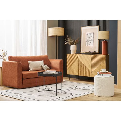 Pouf Rond En Tissu Gris Clair D40 Cm Paul