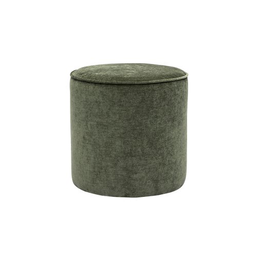 Pouf Rond En Tissu Effet Velours Vert Kaki D40 Cm Paul