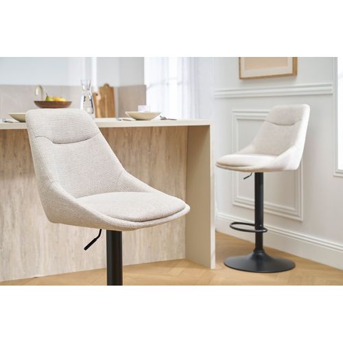 Tabourets De Bar Réglables Pivotants En Tissu Effet Velours Texturé Beige (lot De 2) Aless