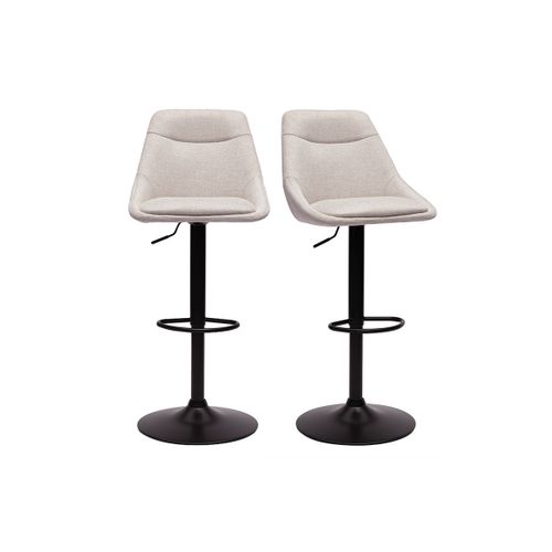 Tabourets De Bar Réglables Pivotants En Tissu Effet Velours Texturé Beige (lot De 2) Aless