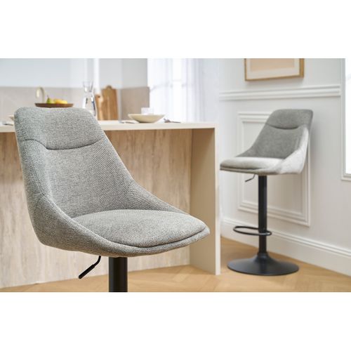 Tabourets De Bar Réglables Pivotants En Tissu Effet Velours Texturé Gris (lot De 2) Aless