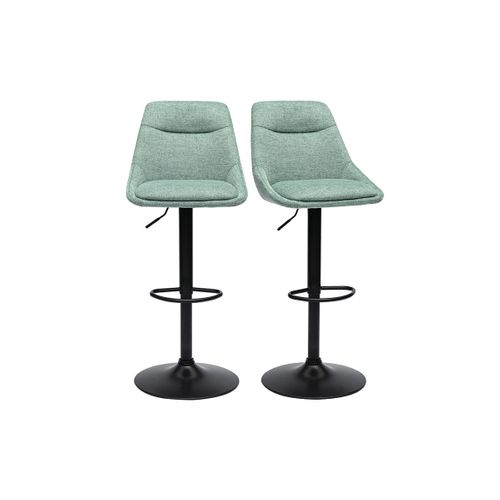 Tabourets De Bar Réglables Pivotants En Tissu Effet Velours Texturé Vert Céladon (lot De 2) Aless