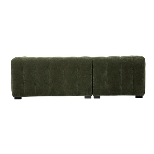 Canapé D'angle Gauche Design 3 Places En Tissu Effet Velours Vert Kaki Corto