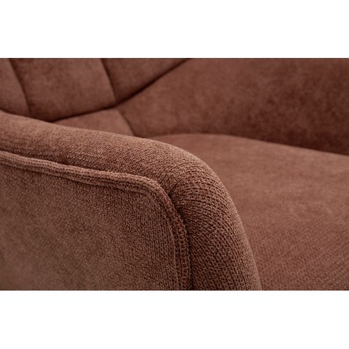 Fauteuil Scandinave En Tissu Chenille Terre Brûlée Et Bois Clair Brody