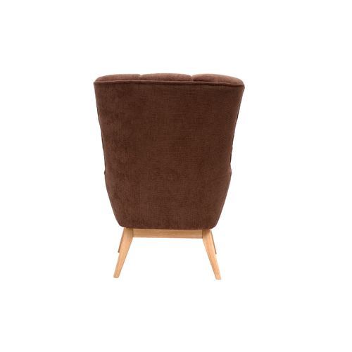 Fauteuil Scandinave En Tissu Chenille Terre Brûlée Et Bois Clair Brody