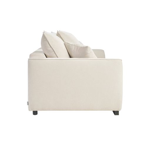 Canapé Convertible 3 Places En Tissu Effet Velours Beige Avec Matelas 12 Cm Armand