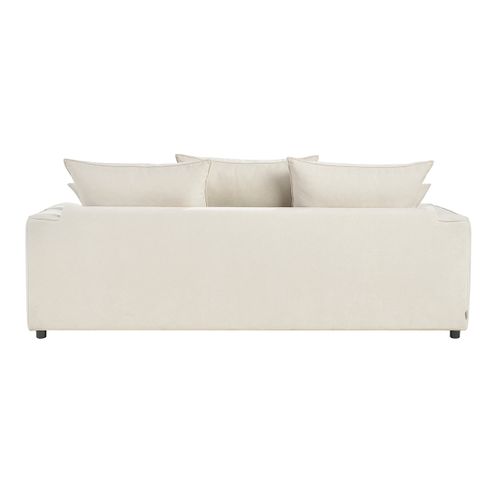 Canapé Convertible 3 Places En Tissu Effet Velours Beige Avec Matelas 12 Cm Armand