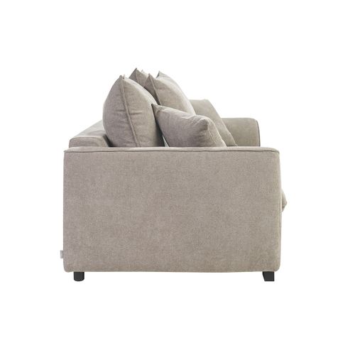 Canapé Convertible 3 Places En Tissu Effet Velours Taupe Avec Matelas 12 Cm Armand