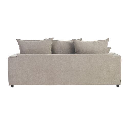 Canapé Convertible 3 Places En Tissu Effet Velours Taupe Avec Matelas 12 Cm Armand
