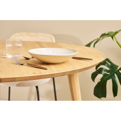 Table à Manger Ronde En Bois Clair Chêne Massif D90 Cm Oksana